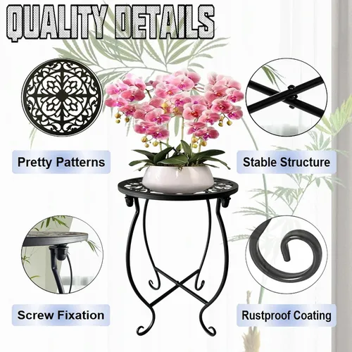 Miniatura 2 de Soporte para plantas para interiores y exteriores, soporte para macetas de 15 pulgadas de alto, soporte redondo de esquina de metal para maceta