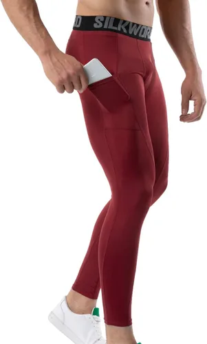 Miniatura 12 de SILKWORLD Paquete de 1 a 3 pantalones de compresión para hombre, con bolsillos, leggings de gimnasio y secado fresco
