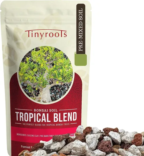 Tierra tropical para bonsái de Tinyroots - Mezcla de tierra premezclada para macetas 100% orgánica y de drenaje rápido, perfecta para un crecimiento