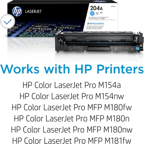 Miniatura 2 de HP Cartucho de tóner cian 204A Funciona con HP Color LaserJet Pro M154 Series, HP Color LaserJet Pro MFP M180, M181 Series CF511A