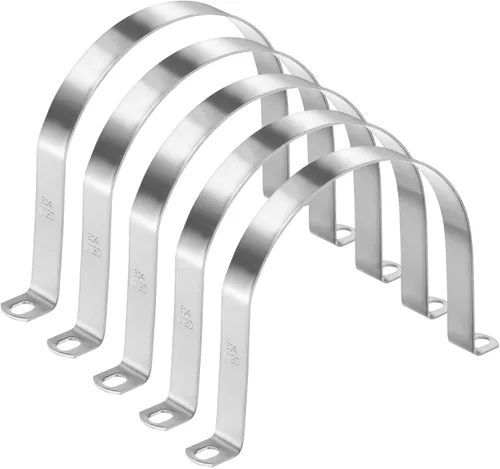 Miniatura 36 de M METERXITY Paquete de 3 abrazaderas de conducto, correa rígida de acero inoxidable 304 de 3-1/2 pulgadas M89 U con 2 agujeros
