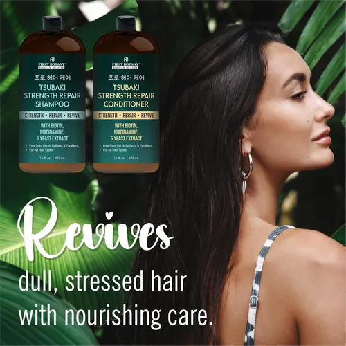 Miniatura 4 de Tsubaki Strength Repair Shampoo & Conditioner Set - Con tsubaki, biotina, niacinamida y extracto de levadura - Revive el cabello dañado promueve