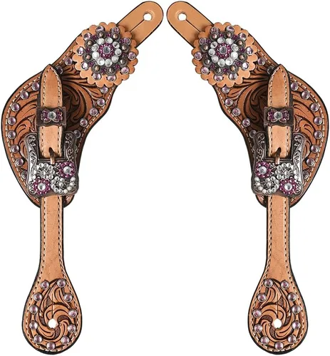 Miniatura 9 de HILASON Correas de espolón estilo occidental para hombres y mujeres para montar a caballo, carreras de barriles, espectáculos y rodeo