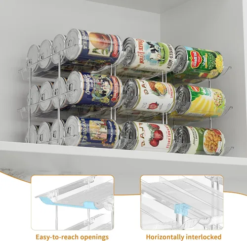 Miniatura 4 de LXLXXL Organizador de latas para despensa de 6 niveles x 3 conservas, organizador de alimentos enlatados para gabinete, organizador
