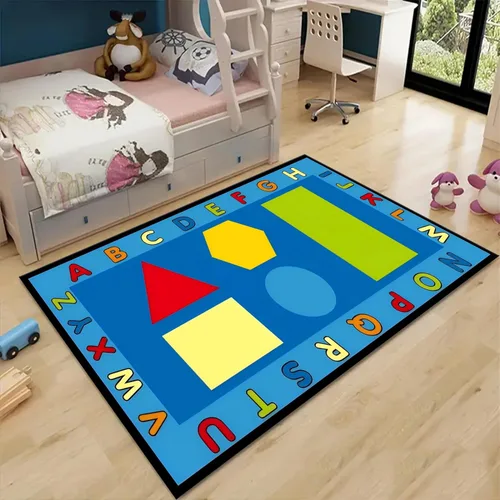 Alfombras de área para niños, 3 x 4 pies, alfabeto, números y formas, alfombra de aprendizaje educativa para niños para sala de juegos, sala de