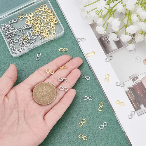 Miniatura 2 de UNICRAFTALE Colgante de infinito chapado en oro de 18 quilates a granel, mini enlace de conector de acero inoxidable para hacer joyas, collares
