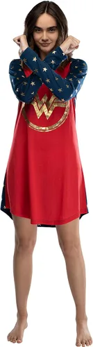 Miniatura 4 de INTIMO Wonder Woman - Vestido de noche raglán con logotipo circular, Rojo