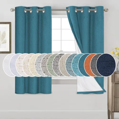 Miniatura 125 de Primitive - Cortinas opacas 100 % de lino texturizado natural para dormitorio, sala de estar, cortinas para ahorra energía, tela de arpillera