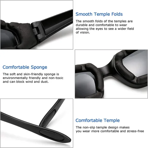 Miniatura 2 de Peciees - Gafas de sol para montar en motocicleta, 4 unidades, para exteriores 4 lentes negro-blanco