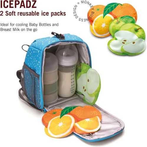 Miniatura 2 de Monkey Business Icepadz - Juego de hielo suave, bolsas de hielo reutilizables para biberones y leche materna, bolsa de hielo delgada