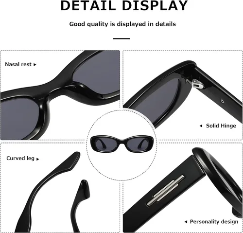 Miniatura 6 de kimorn Lentes de sol rectangulares para mujeres y hombres, modernos, retro, a la moda, gafas de sol vintage de los años 90, protección UV 400, marco