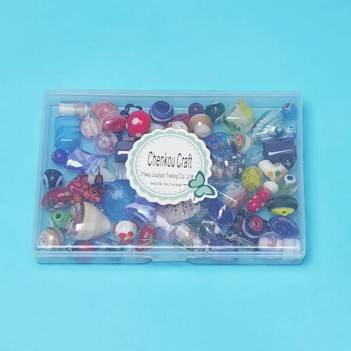 Miniatura 4 de Chenkou Craft 50 cuentas de vidrio para adultos, grandes y pequeñas a granel para manualidades, cuentas de Murano para pulseras, collares