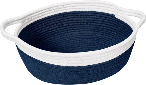Miniatura 10 de Goodpick Cesta tejida pequeña, linda cuerda rosa, cesta de algodón para bebé, cesta de almacenamiento para habitación de guardería, caja de juguetes