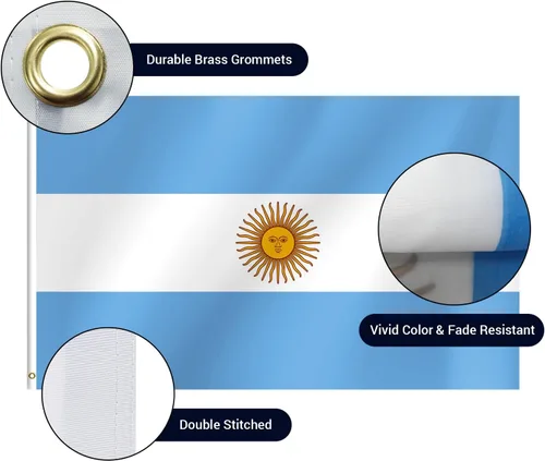 Miniatura 3 de Bandera argentina de 3 x 5 pies para fiestas, desfiles, eventos deportivos, fiestas patrióticas, decoración interior y exterior