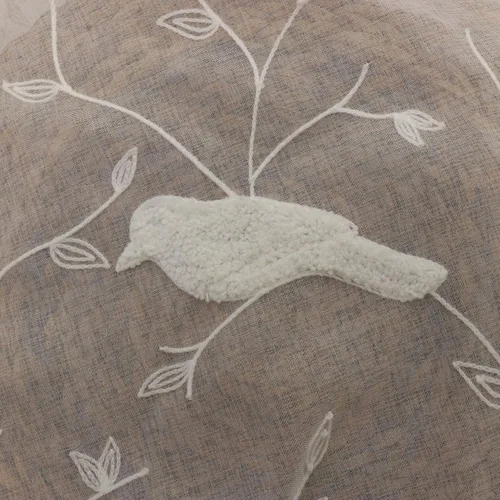 Miniatura 3 de SLOW SOUL Juego de 2 paneles de cortinas azules 3D elegantes bordadas con pájaros, cortinas de lujo traslúcidas para dormitorio, sala de estar