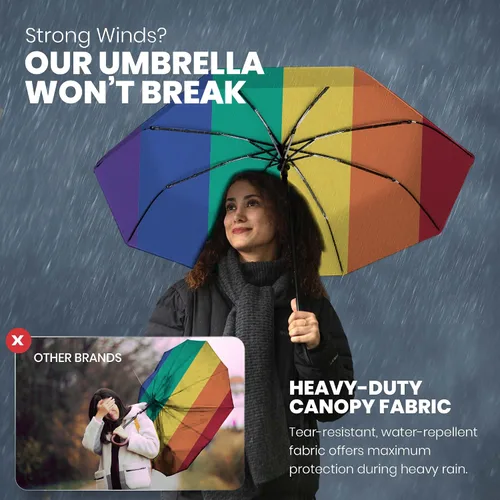 Miniatura 47 de Rain-Mate Paraguas compactos resistentes al viento para la lluvia, diseño de costilla de fibra de vidrio reforzada fuerte y apertura y cierre