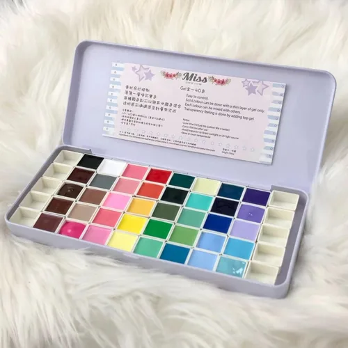 YJMyujimi Paleta de gel gel de pintura para arte de uñas no limpie 40 colores cuadrados individuales UV LED para bricolaje salón de uñas tpo hema