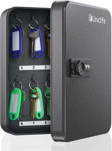 Miniatura 8 de Uniclife Gabinete de llaves de 100 posiciones con cerradura de combinación reiniciable, caja de almacenamiento de seguridad digital negra, Negro