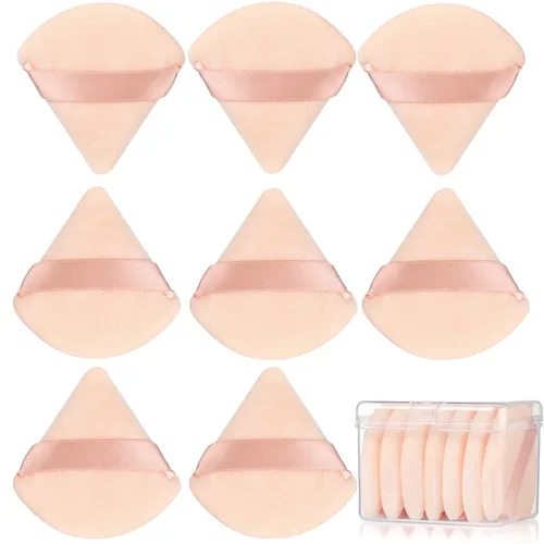 Miniatura 7 de 8 piezas de esponja de polvo de algodón en forma de triángulo, JASSINS, súper suave para maquillaje seco y húmedo, corrector/polvo suelto y Rosa