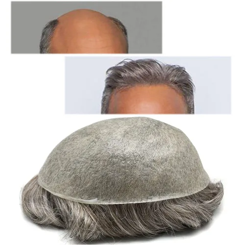 Miniatura 12 de Toupee Hair for Men Hair Piece 0.002 in Ultra Thin Skin Mens Toupee Sistema de reemplazo de cabello humano para hombres, prótesis capilar