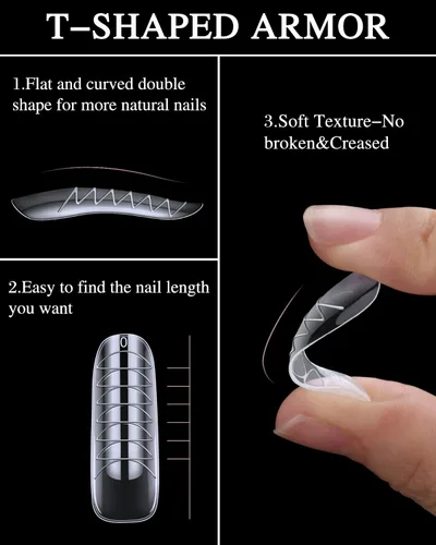 Miniatura 3 de MORGLES - 144 formas de uñas, 2 tamaños de gel de extensión de polietileno de doble forma, extensión de uñas de ataúd con moldes en forma de aguja