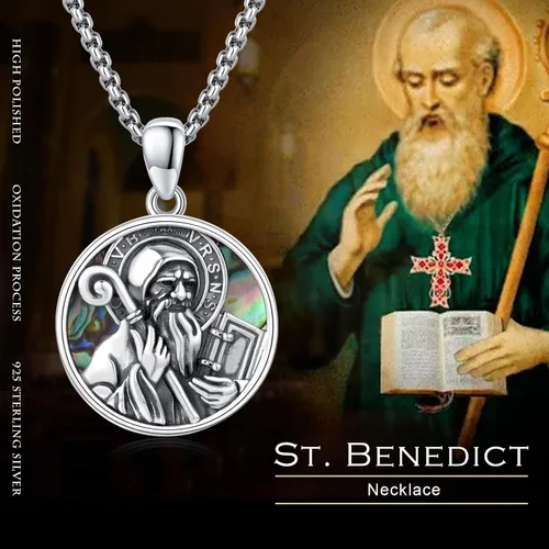 Miniatura 449 de Collar con colgante de plata de ley 925 con medalla de San Patrón, joyería religiosa para hombres y mujeres, con cadena de acero inoxidable 316L