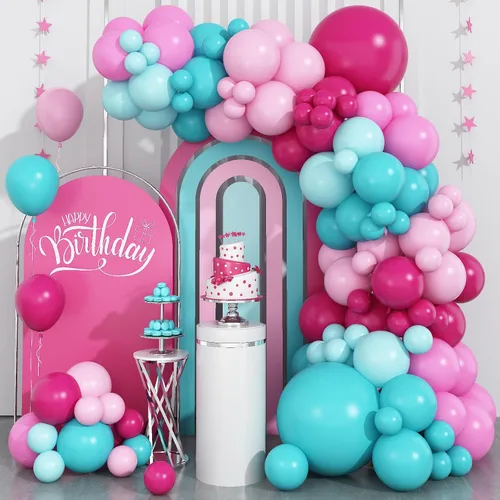 Miniatura 7 de Kit de Guirnalda de Arco de Globos de Sirena, Guirnalda de Cola de Sirena con Globos de Látex Metálico en Rosa Pastel, Morado, Verde y Turquesa