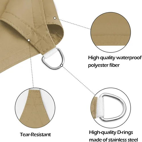 Miniatura 3 de Toldo tipo vela para exteriores, 10 x 20 pies, vela impermeable con bloqueo UV, tela resistente, protección solar, resistente al viento, grado Verde