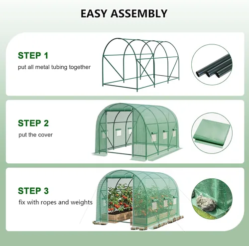 Miniatura 6 de Invernaderos de 12×7×7 pies para exteriores de alta resistencia, grandes invernaderos de entrada para exteriores con 6 ventanas de malla ventilada