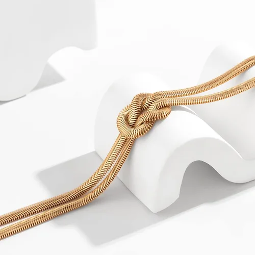 Miniatura 7 de Collar de oro para mujer, a la moda, delicado, largo, de oro, cadena de serpiente trenzada, collares en Y, accesorios de disfraz de diosa griega