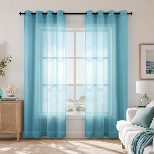 Miniatura 51 de KOUFALL Cortinas traslúcidas de 120 pulgadas de 2 paneles con ojales, juego extra largo de 10 pies de largo, cortinas altas para ventana grande, 52