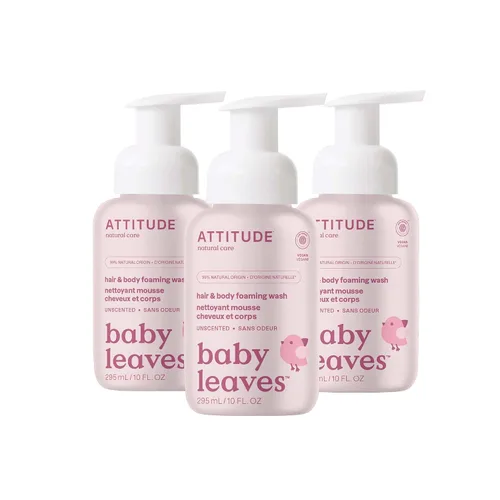 Miniatura 10 de ATTITUDE Lavado Espumoso 2 en 1 para Cabello y Cuerpo de Bebé, Champú Jabón Verificado por EWG, Dermatológicamente Probado, Hecho con Ingredientes