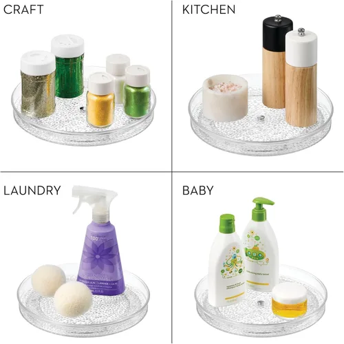 Miniatura 3 de iDesign The Rain Collection Lazy Susan Organizador Giratorio, 9" x 9" x 1.5", Transparente