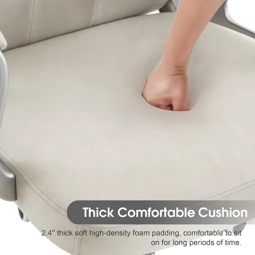 Miniatura 8 de BarberPub Silla ajustable para oficina en casa, silla de trabajo con soporte lumbar, bonita estación giratoria de uñas, ergonómica con reposabrazos