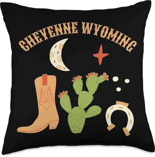 Miniatura 4 de Cheyenne Wyoming Cowgirl Boots Almohada de tiro 16x16, multicolor