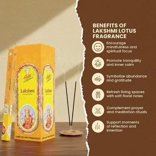 Miniatura 5 de Flute Lakshmi - Varitas de incienso floral de loto para prosperidad, abundancia y alegría, 8 varillas/paquete, 25 paquetes/caja