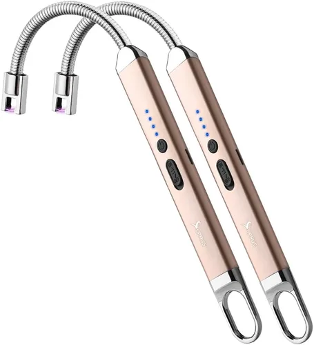 Miniatura 11 de SUPRUS Encendedor USB recargable de arco eléctrico con interruptor de seguridad, cuello flexible de 360°, parrilla sin llama, encendedores largos