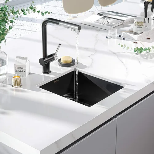 Miniatura 12 de TORVA Fregadero de Montaje Bajo para Cocina de 17 x 19 Pulgadas, Fregadero de Barra de Acero Inoxidable 304 Premium - 9 Pulgadas de Profundidad