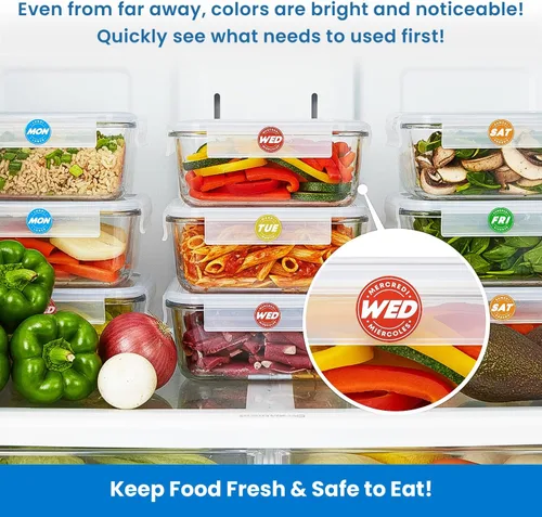 Miniatura 3 de Calcomanías de fecha de fácil identificación para 7,000 días de la semana, caja dispensadora, puntos de día de 3/4 pulgadas para alimentos