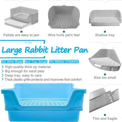 Miniatura 2 de Hamiledyi Caja de arena extra grande para conejos, inodoro de esquina para mascotas, entrenador de orinal para animales pequeños, bandeja de arena