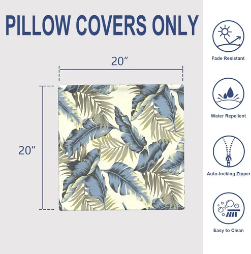 Miniatura 621 de Juego de 2 almohadas para exteriores de 16 x 16 pulgadas, repelentes al agua con interiores, para muebles de patio, hogar, jardín, geometría bohemia