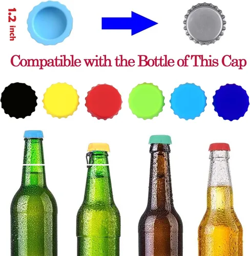 Miniatura 5 de Tapas para botellas, tapas de botellas de cerveza, de silicona, reutilizables, para refrescos, bebidas, HomeBrew, utensilios de cocina, evitar