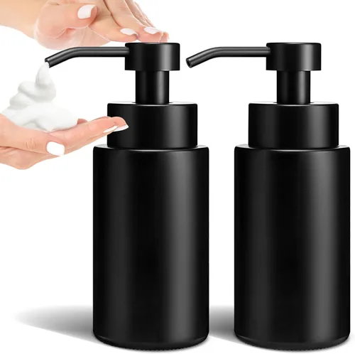 Miniatura 11 de GMISUN Dispensador de jabón espumoso, dispensador de jabón de espuma de vidrio ámbar de 8.5 fl oz / 8.5 fl oz para baño y cocina, paquete de 2
