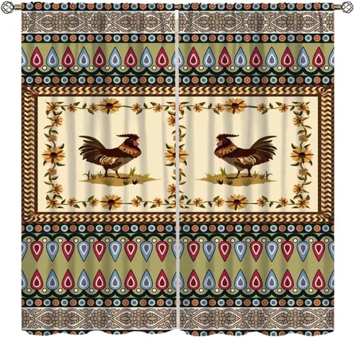 Miniatura 17 de Cortinas rústicas para ventana, molino de viento de granja, vaca, decoración del hogar, cortinas con estampado de animales de campo occidental