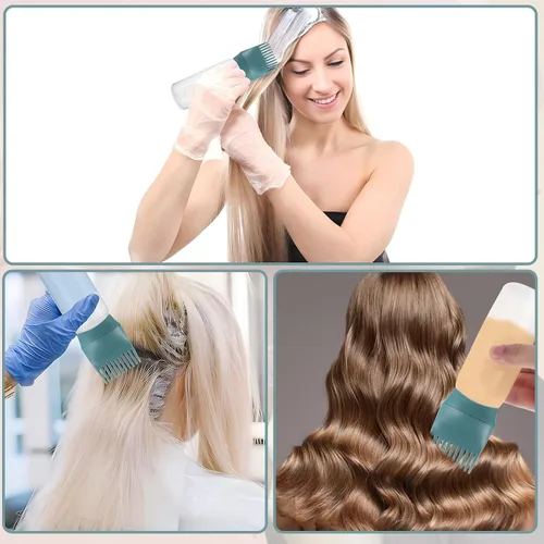 Miniatura 6 de Pimoys Botella aplicadora de aceite para el cabello, 6 onzas, paquete de 2 botellas aplicadoras de peine de raíz, botella de tinte para el cabello