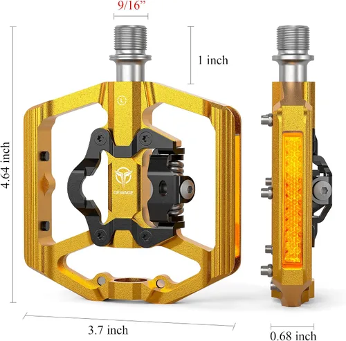 Miniatura 7 de Pedales de bicicleta de montaña con reflector, pedales de plataforma de doble función y sin clip, pedal de bicicleta de 9/16 pulgadas compatible
