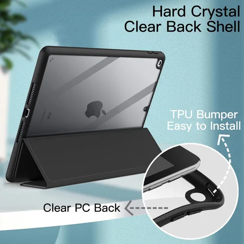 Miniatura 3 de JETech Funda para iPad de 9.7 pulgadas (6ª/5ª generación, 2018/2017) con soporte para lápices, carcasa trasera transparente transparente y delgada
