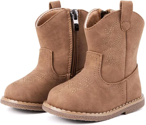 Miniatura 11 de BMCiTYBM Botas de bebé vaqueras para niño y niña, botas vaqueras occidentales para bebé, botas de vaquero para bebé con punta redonda, botas
