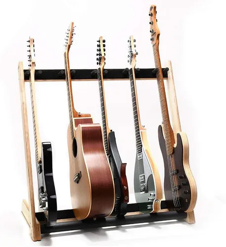 Miniatura 5 de Ruach GR-2 - Soporte y soporte personalizable para guitarras y estuches (5 vías), color abedul