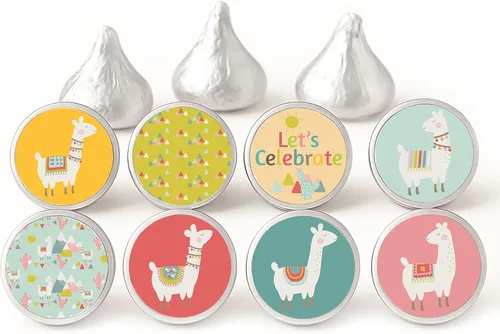 Etiquetas de alpaca de llama para Hershey's Kisses Chocolates por Adore By Nat - Calcomanías de caramelo Choc para fiestas - Juego de 240